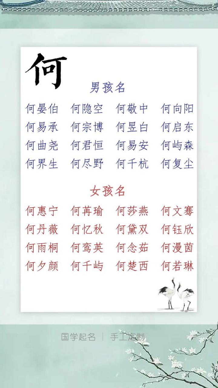龙年何姓宝宝取名大全女孩 姓何的龙年宝宝取名